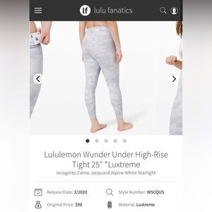 Lululemon Wunder Under High-Rise Leggings - Camo White